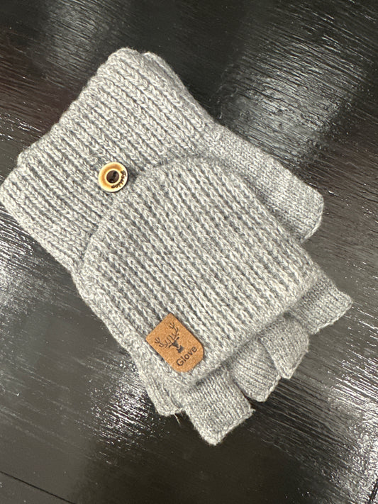 Winter Warm Half Finger Gloves-grey