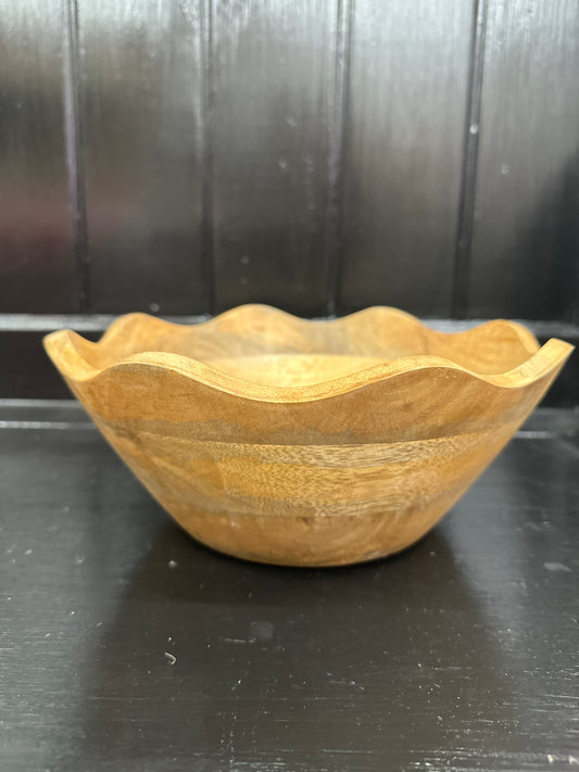 Scalloped Wooden Bowl-medium