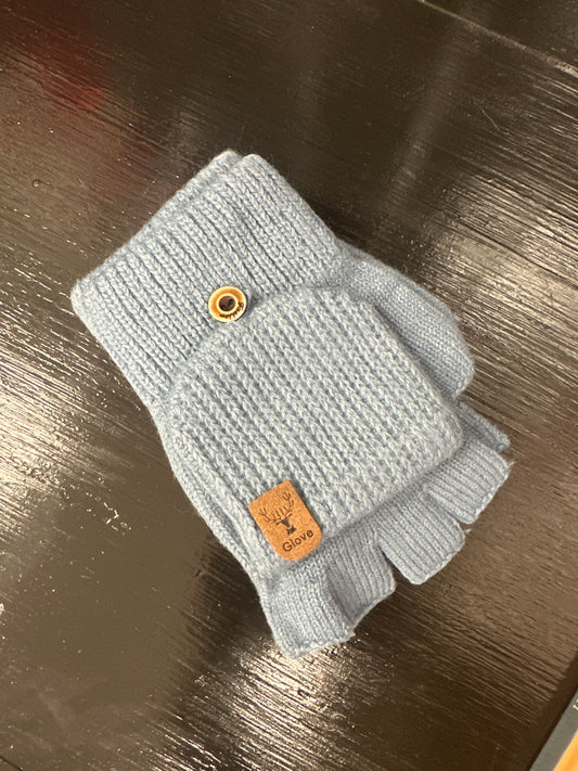 Winter Warm Half Finger Gloves-blue